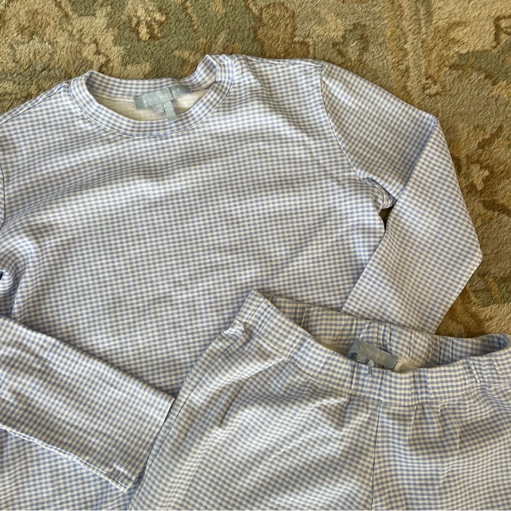 Hill House Pajama Set Women's Size XS Blue Gingham Organic Cotton Sleepwear Set - Picture 5 of 7